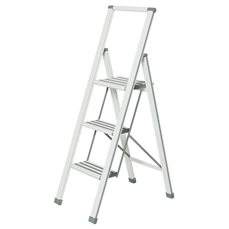3 - Step Aluminum Lightweight Folding Step Ladder, Chorme