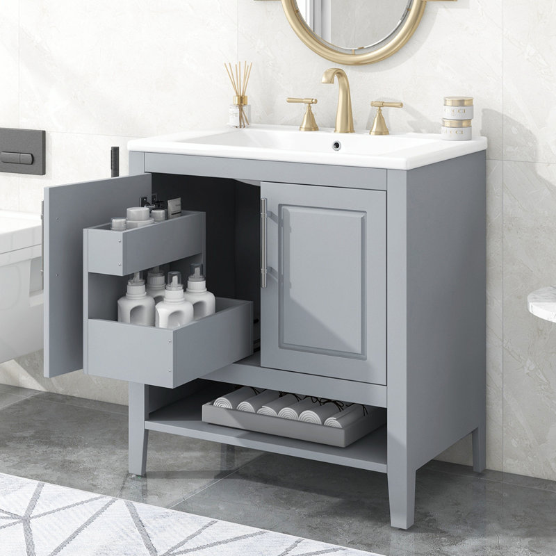 Meuble-lavabo simple 30 po avec comptoir en céramique