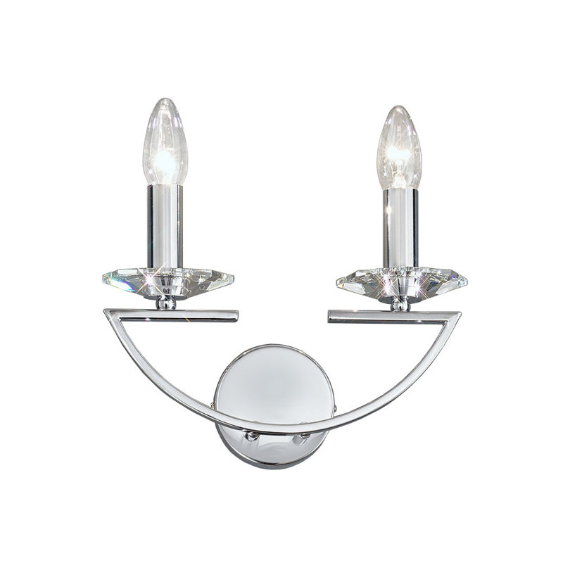 Much Wenlock Glass Candle Wall Light, Chrome