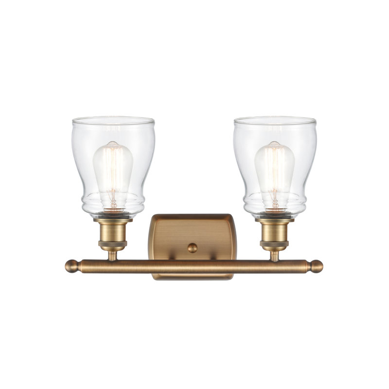 Mccarver 2 - Light Dimmable Vanity Light, 60 Watt Vintage Incandescent Bulb, Clear, Brushed Brass