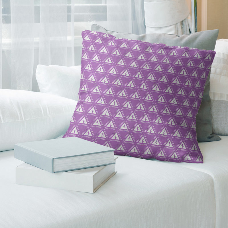 Coussin décoratif à motif d’arbre minimaliste classic Barbra, Duvet synthétique, 16 po x 1 po, Violet clair