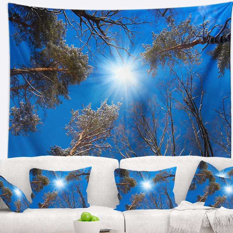Tapisserie circulaire forêt au soleil, H 32 po x l 39 po