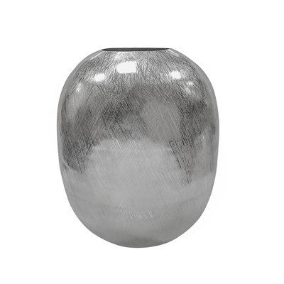 12.5X12.5X15" Aluminum Vase, Silver Streaks