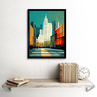 Broadway Manhattan New York Cityscape 1 Piece Single Picture Frame Wall Art