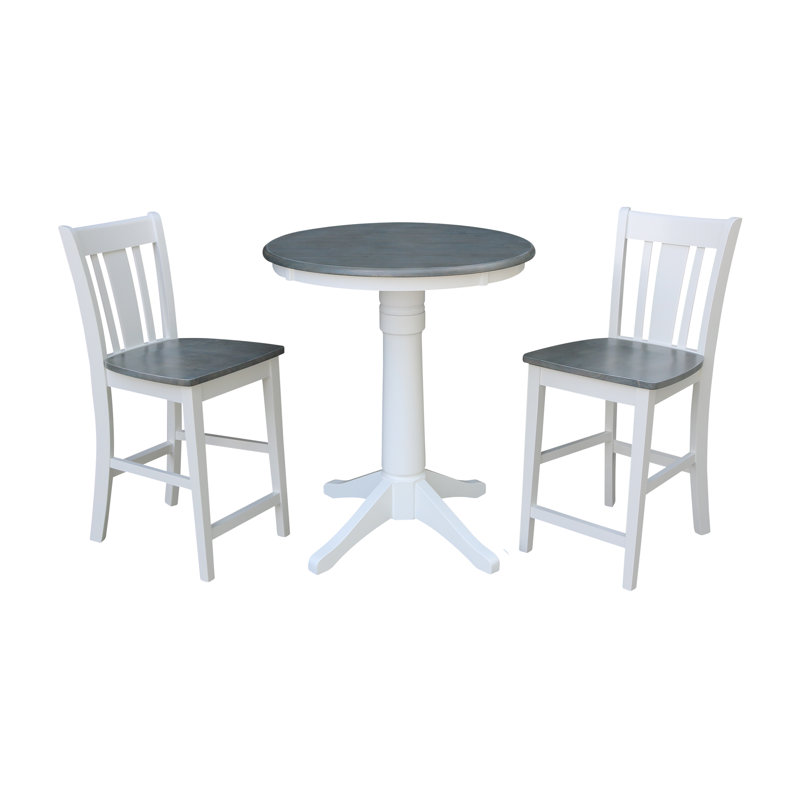 Ensemble de salle à manger 3 pièces Palladino, Blanc / gris bruyère