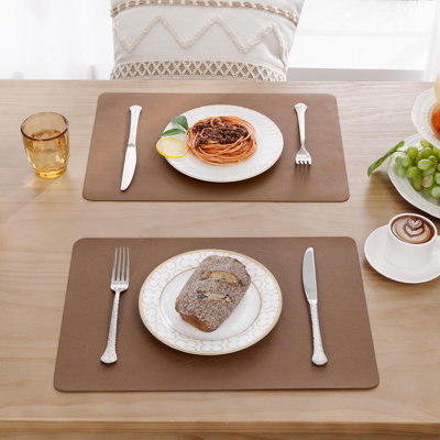 Faux Cowhide Leather Placemats Set