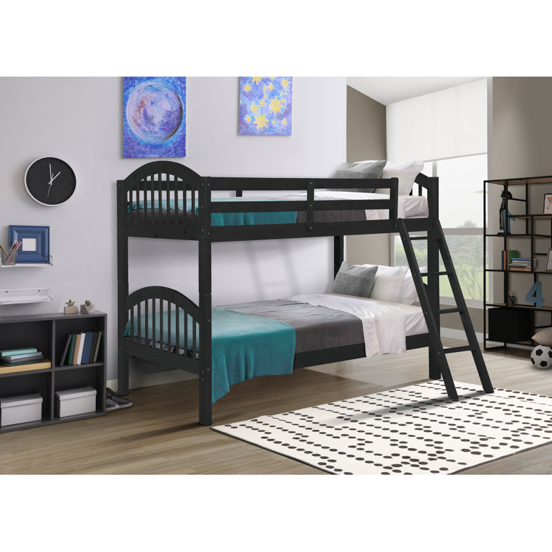 Swen Twin over Twin Standard Bunk Bed, Charcoal Gray