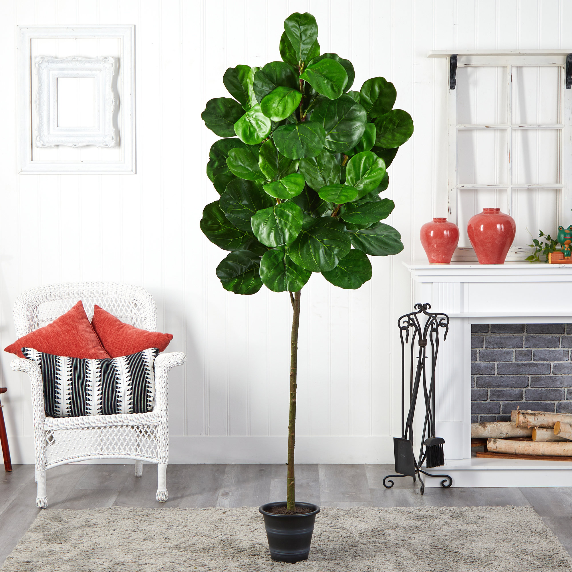 Bayou Breeze 78'' Faux Fiddle Leaf Fig Tree in Planter & Reviews | Wayfair