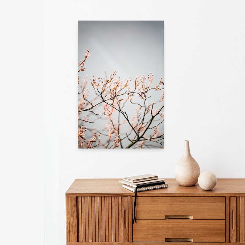 Art contemporain contemporain abstrait fleur de cerisier, H 24 po x l 16 po