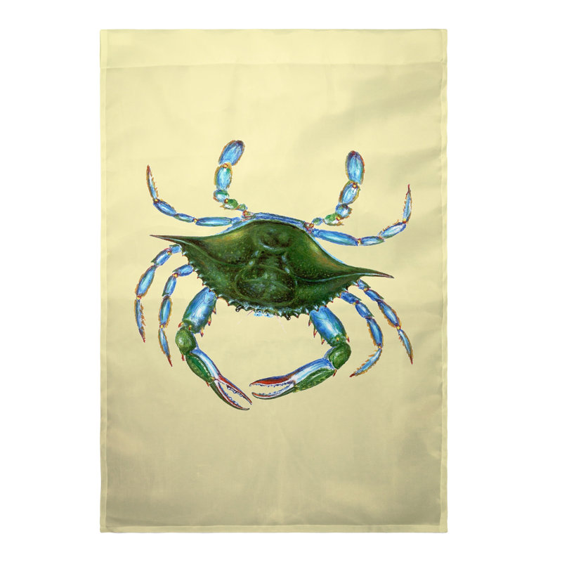 Drapeau maison en polyester femme crabe, H 18 po x l 12 po, Jaune