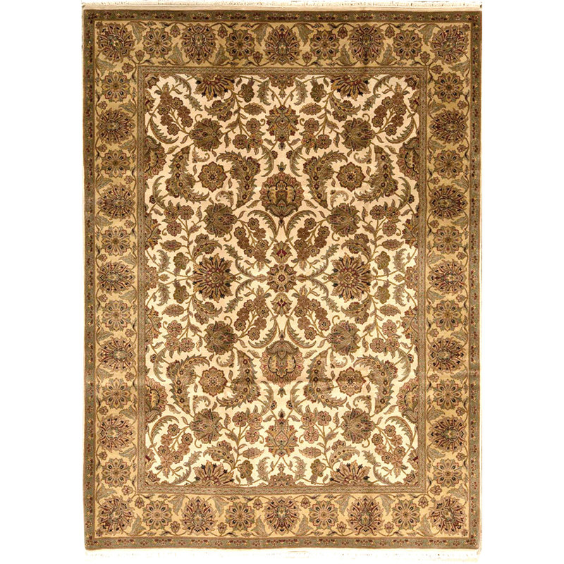Tapis brun et ivoire de haute qualité noué à la main Trinity