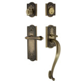 Nostalgic Warehouse Meadows Plate S Grip Handleset with Single Cylinder Deadbolt and Fleur Lever