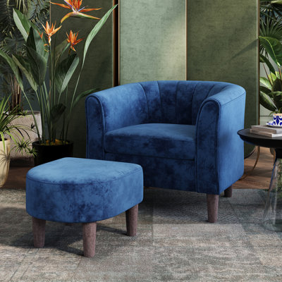Torrence Upholstered Barrel Chair with Ottoman