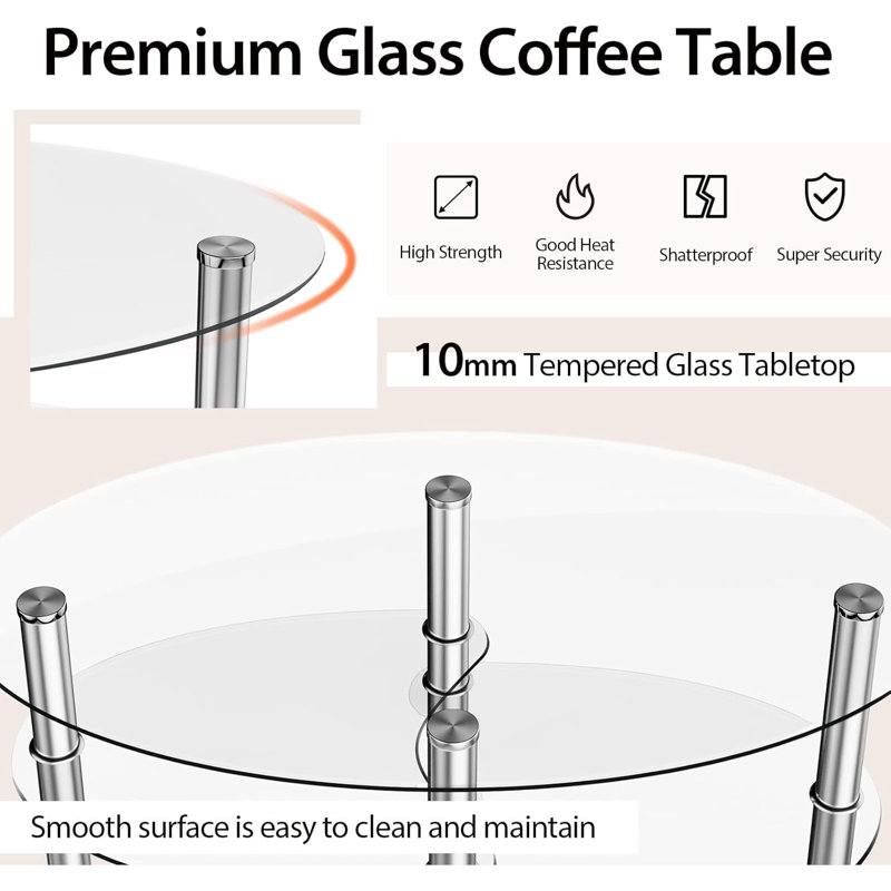 Côme moderne en verre ovale à 3 niveaux, Clair