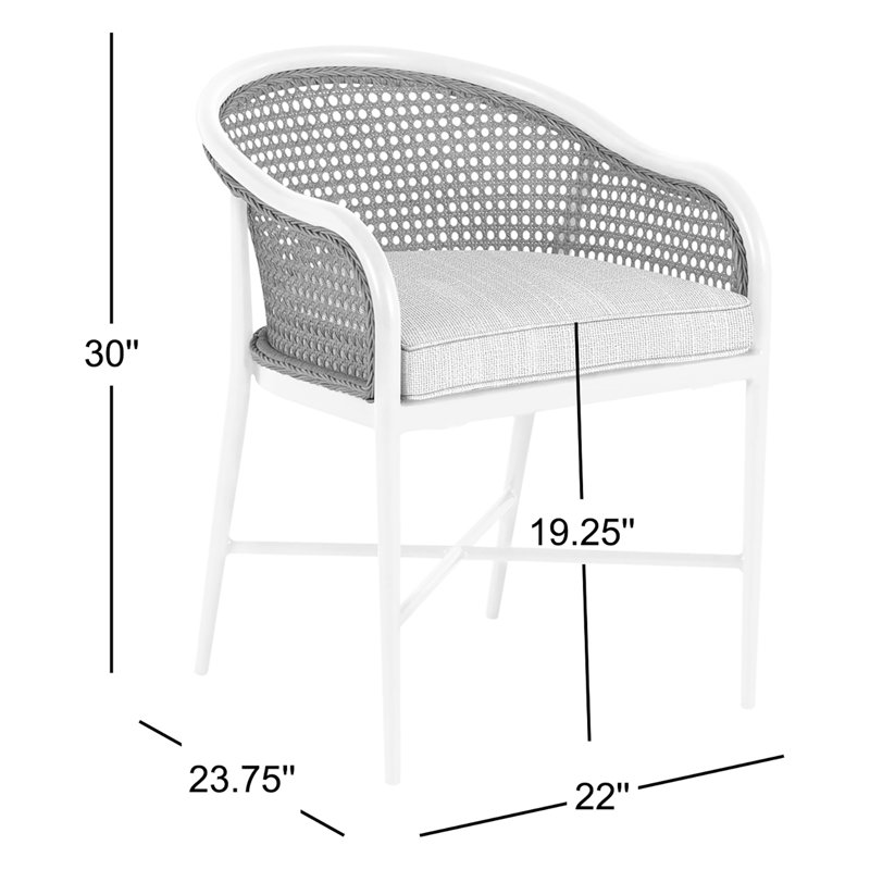 Chaise d'extérieur Havana Cane N-Dura, Pas de soudure, Chalk/Natural Cane, Perigold Excel Denim