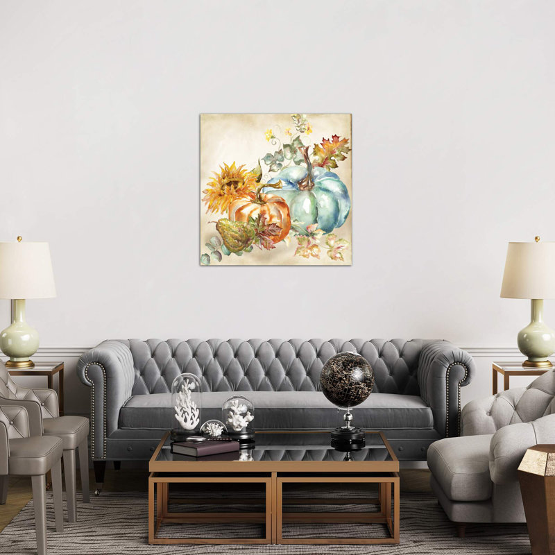 Watercolour Harvest Pumpkin IV - Wrapped Canvas Painting, 45.72 cm H x 45.72 cm W x 3.175 cm D