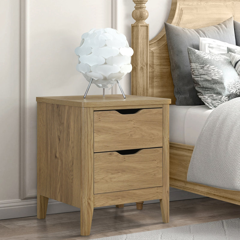 Haven 2 Drawer Set Of 2 Nightstand, Bedside Table With Storage Drawers, Night Stand For Bedroom, End Table Or Side Table For Living Room, 15.7" D X 18.7" W X 21.7" H, Oak