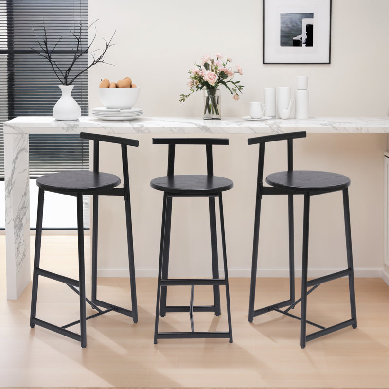  Hauteur tabourets de bar avec dossier, Noir