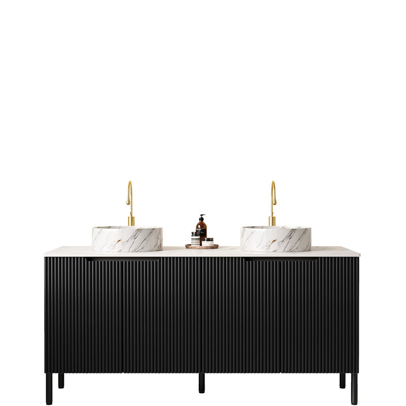 Meuble-lavabo sur pieds 60 po Modern Modern, Noir