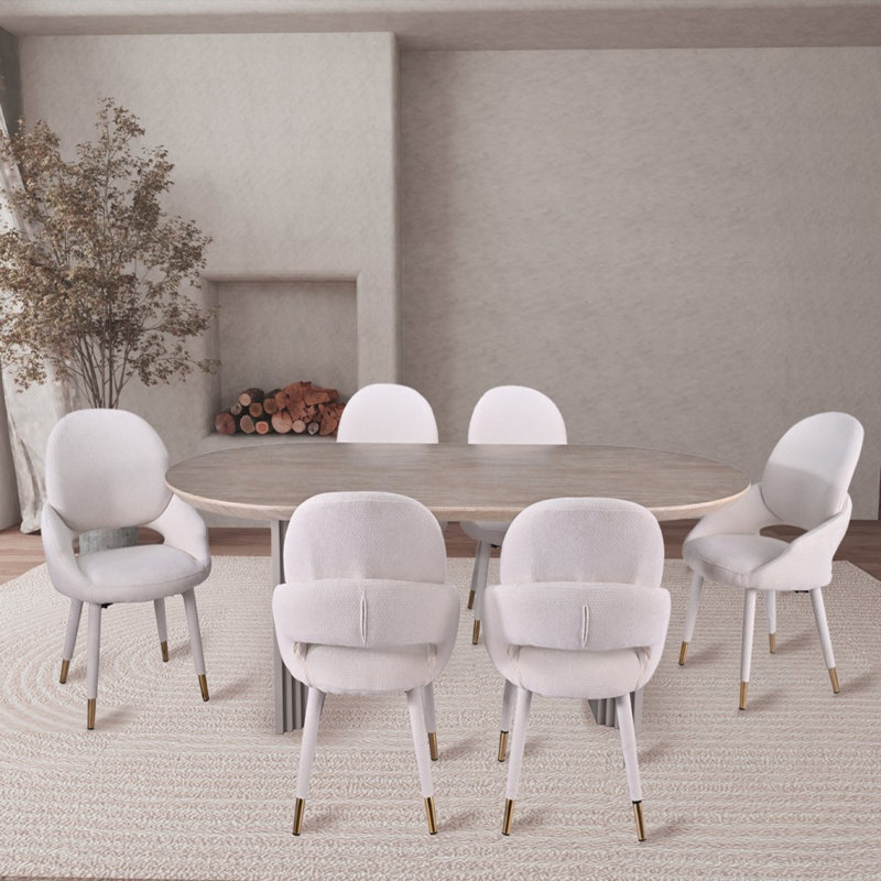 Bode Dining Set, Beige, 7