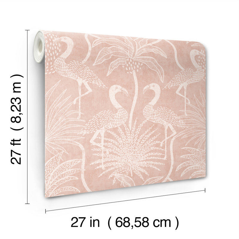 Biscayne Flamingo Beach Wallpaper, Coral 