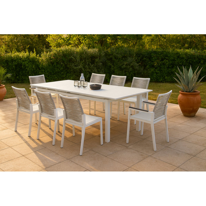 Table de salle à manger extensible Salzer, Blanc