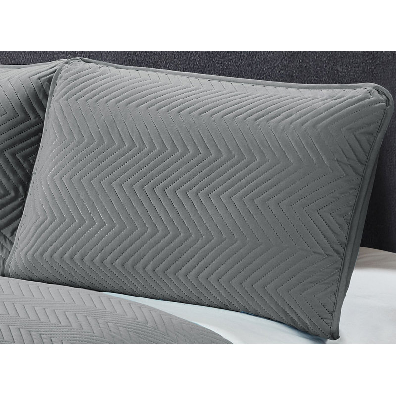 Ensemble de surfaces réversibles Wabbaseka, Courtepointe double / grand et 2 taies décoratives, Gris