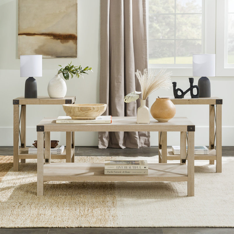 3 - Piece Living Room Table Set, White Oak