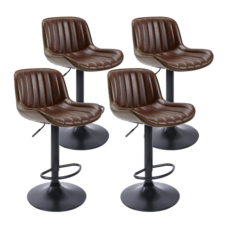 Swivel Upholstered Adjustable Height Counter Stool, Cognac/Black