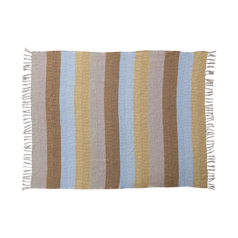 60" Brown and Cream Striped Cotton Throw Blanket