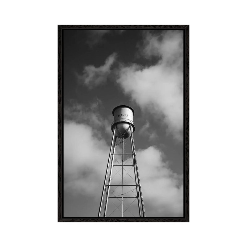 Monochrome Marfa Water Tower by Bethany Young - Print on Canvas, Black Framed, 152.5 cm H x 101.5 cm W