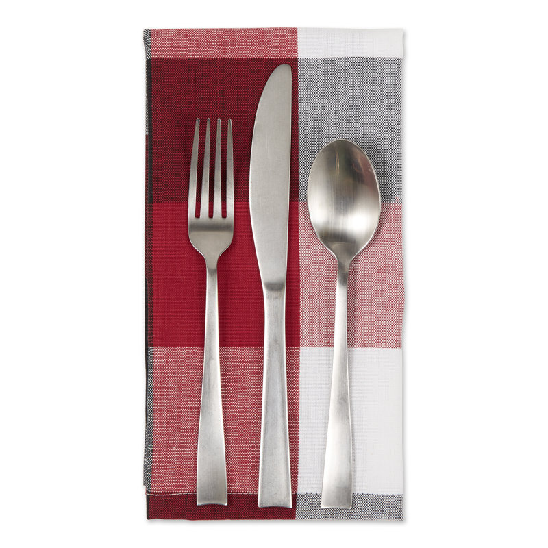 Betzabel Cotton Checkered Square Napkin, Cardinal Red