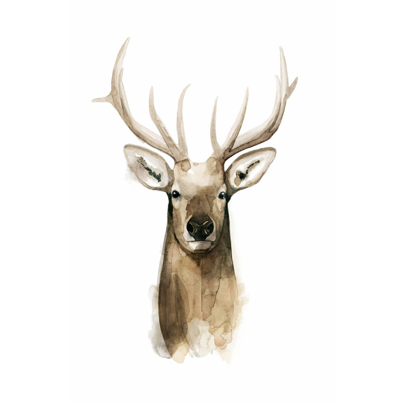 Elk Portrait I by Grace Popp - Painting, Wrapped Canvas, 46cm H x 30cm W