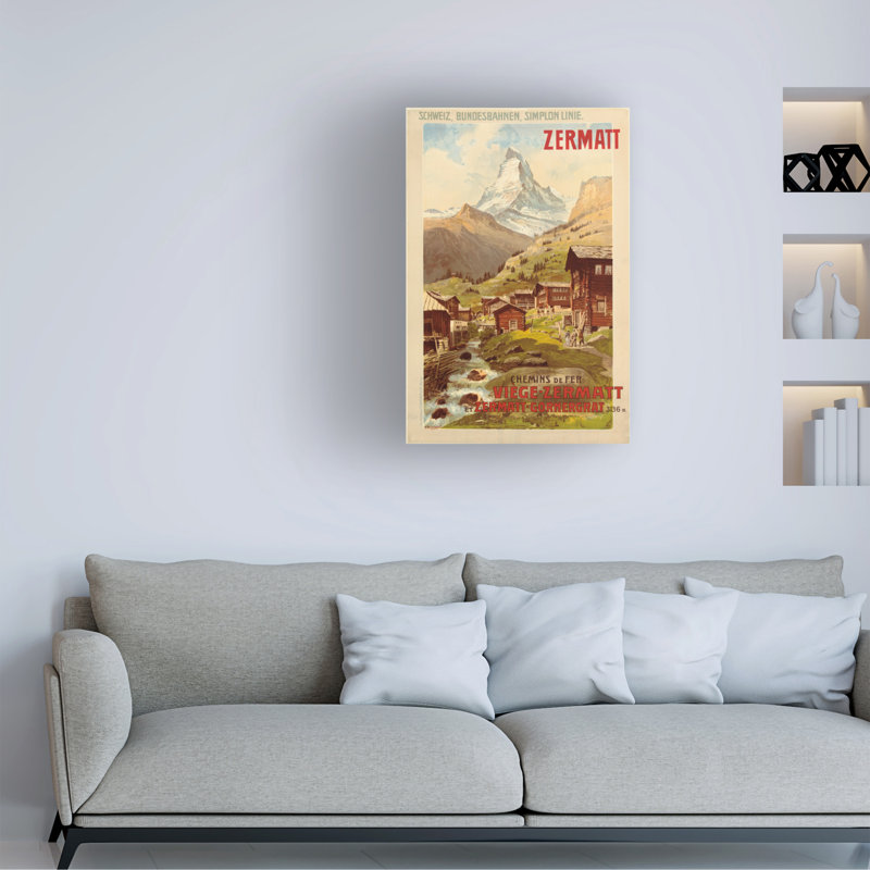 Art sur toile, Anton Reckziegel Zermatt, C.1900, 19" H x 12" W