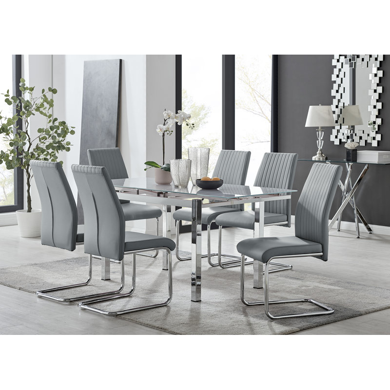 Ensemble de table de salle à manger extensible Tierra Modern, Gris / argent
