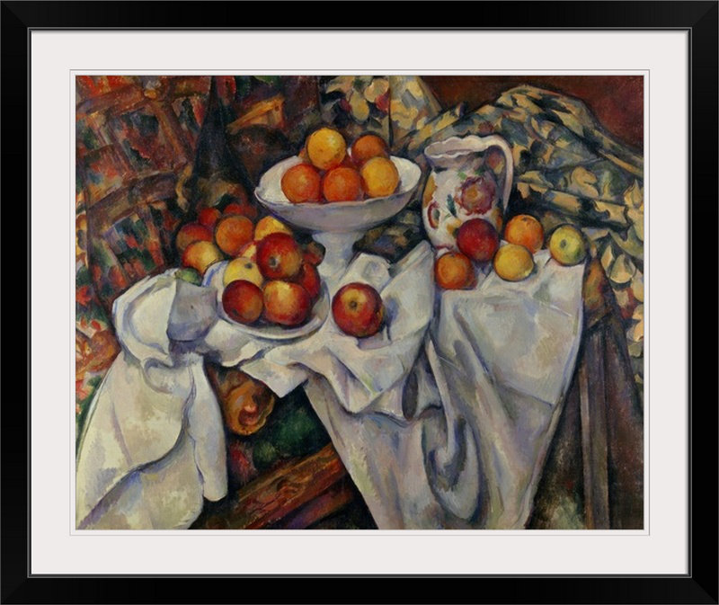 Pommes et oranges, c. 1899 par Paul Cezanne - reproduction, Cadre noir, H 27 po x l 32 po x P 1 po