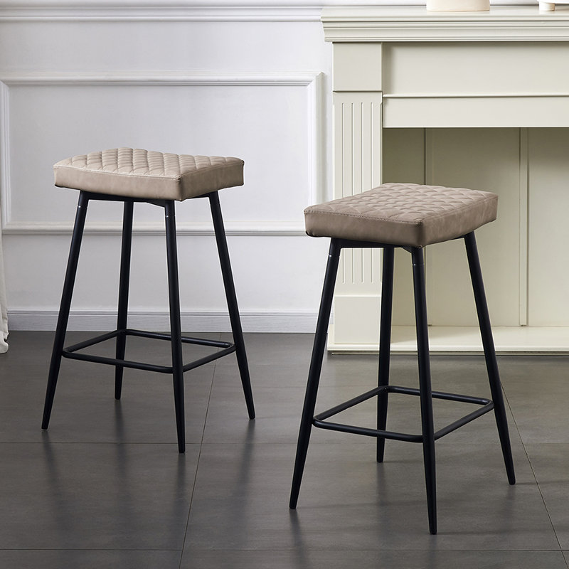 Upholstered Faux Leather 70cm Stool, Latte