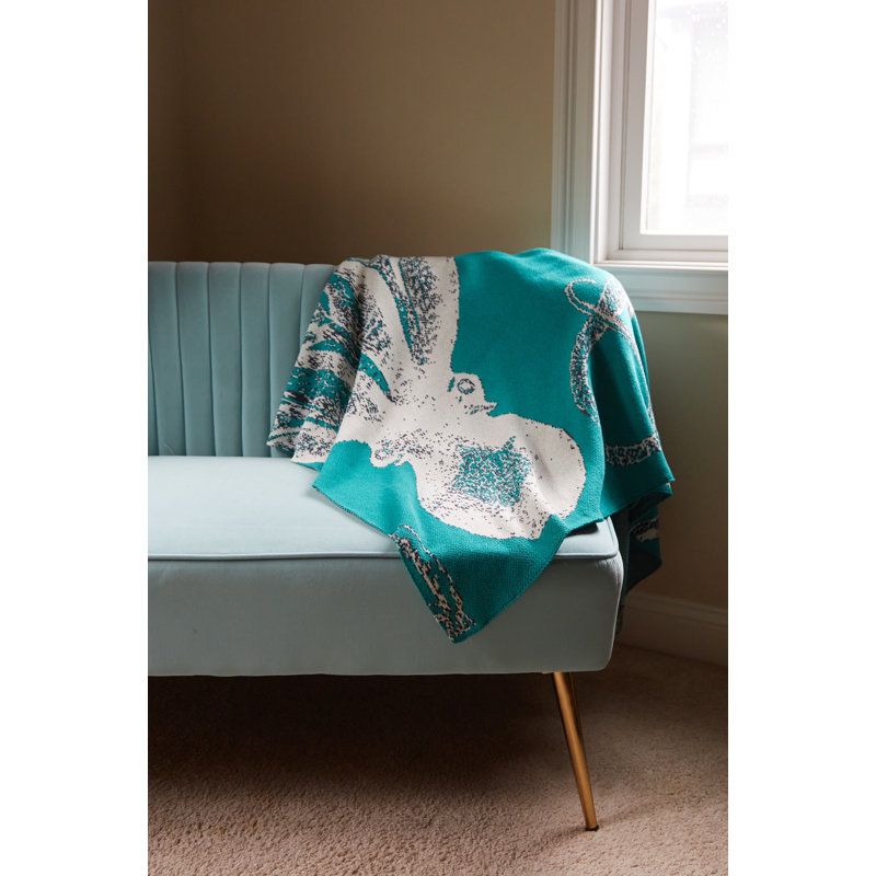 Knitted Throw Blanket, Jade