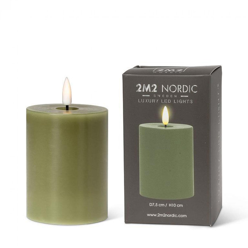 Bougie à DEL sans flamme, Vert, 4 po x 3 po sans flamme