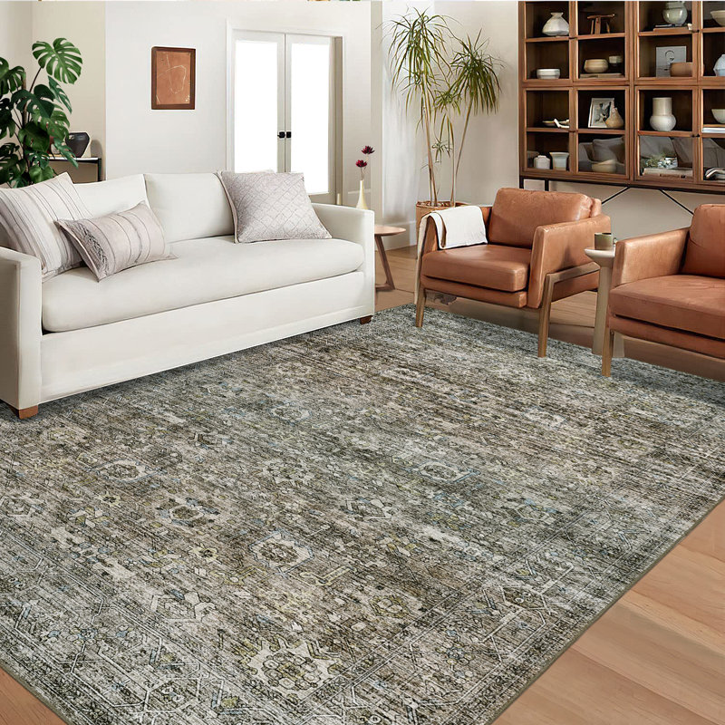 2x6 Runner Rug Machine Washable Rugs Non Slip Rug Vintage Rug Foldable Carpet for Kitchen Entrance Hallway, Runner 2' x 6'