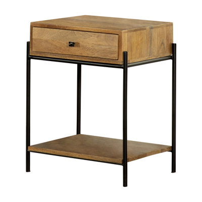 Vancourt Natural Mango 1-drawer Accent Table with Bottom Shelf