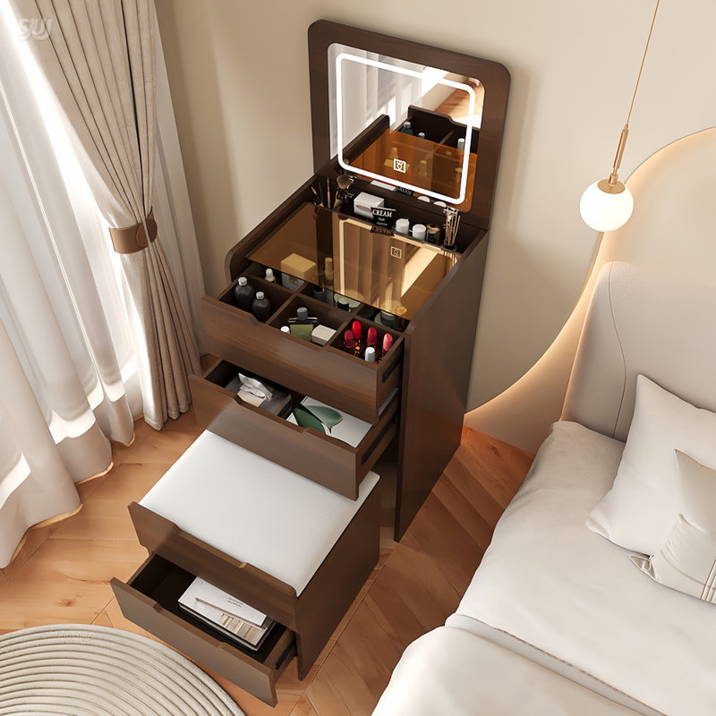 Meuble-lavabo 3 en 1 avec miroir Plip, Noyer