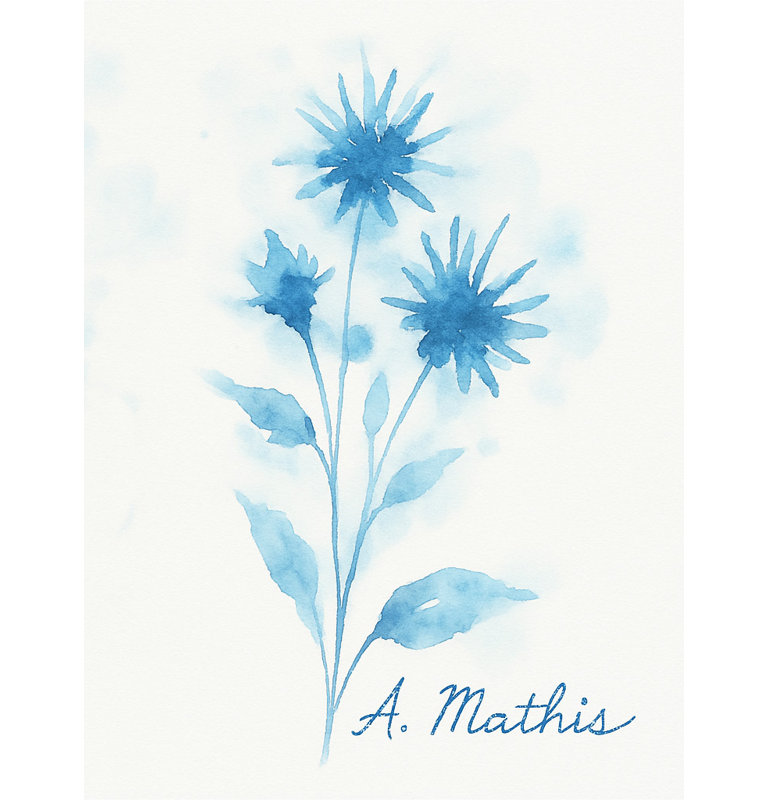 «Blue Cornflower Whispers», reproduction d'aquarelle botanique sur toile tendue