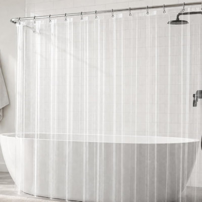 Doublure de rideau de douche Crystal Clear, rideau de bain PEVA imperméable 72 po x 72 po avec 3 aimants lestés et œillets en métal résistant à la rouille, transparent