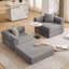 Canapé-lit modulaire pour appartement, conception convertible avec accoudoirs amovibles et matelas pliant, aucun assemblage requis, velours côtelé gris foncé-2056349519