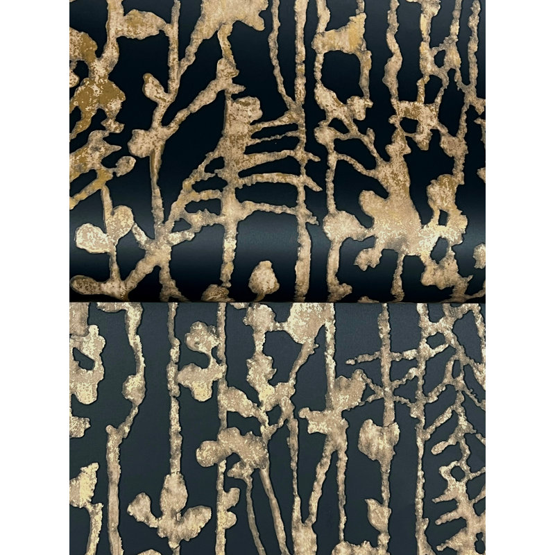 Filigree Black Abstract Wallpaper, Black