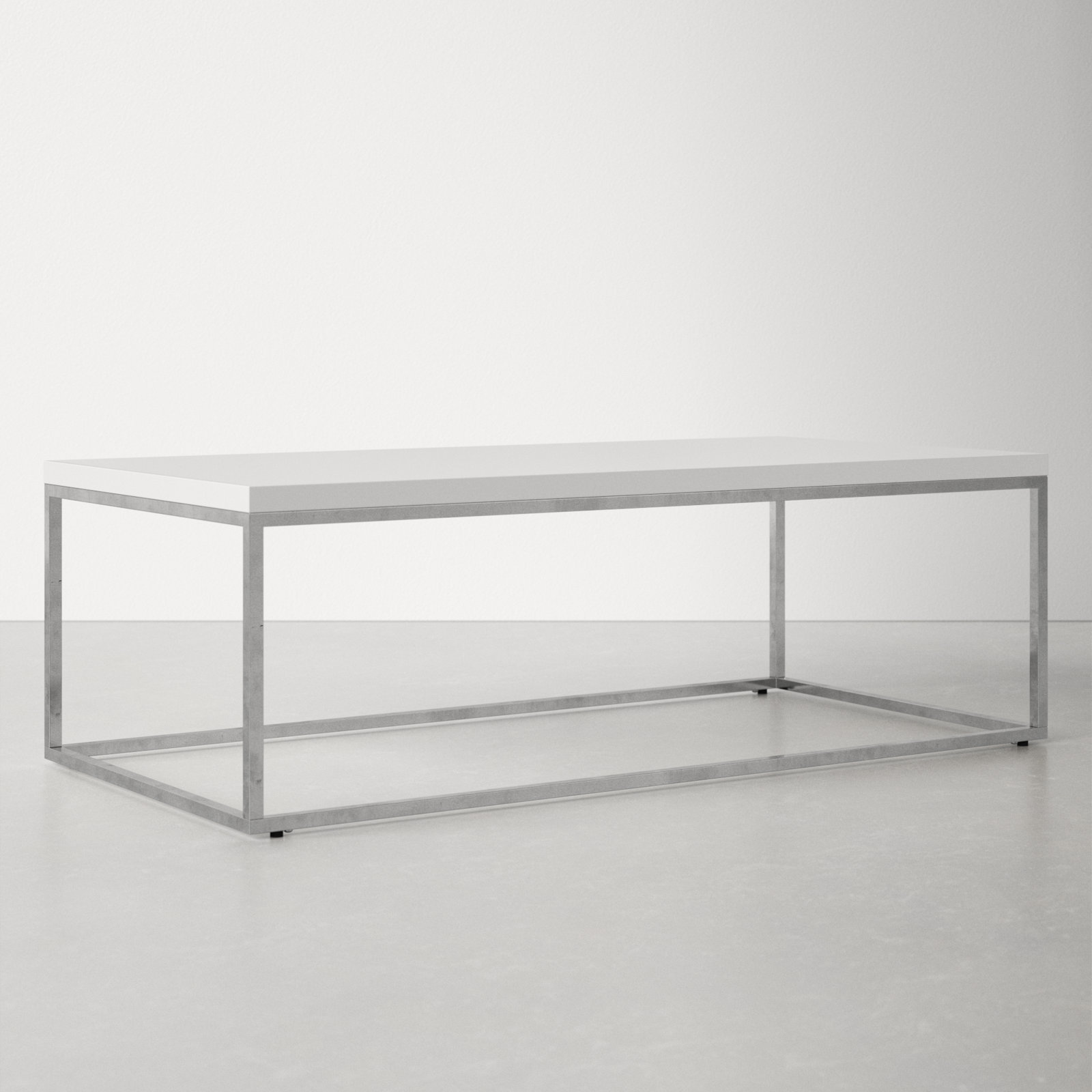 Valeta 47" Coffee Table, White Top/Lacquer Base