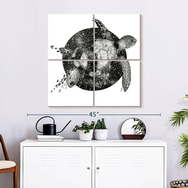 Tortue de mer cosmique, H 32 po x l 32 po