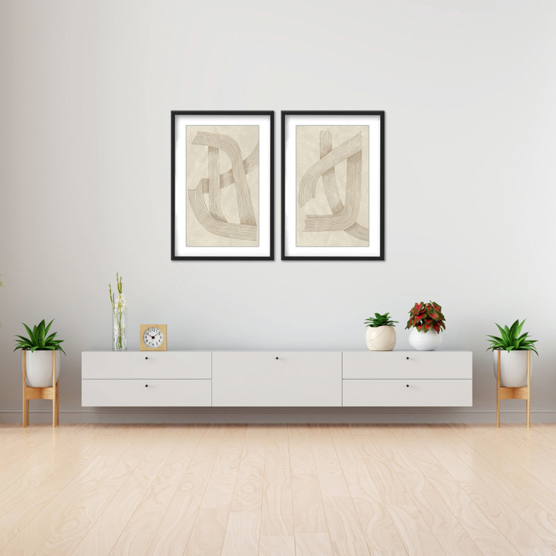 Diptyque abstrait et sophistiqué par Lucrecia Caporale, H 24 po x l 32 po