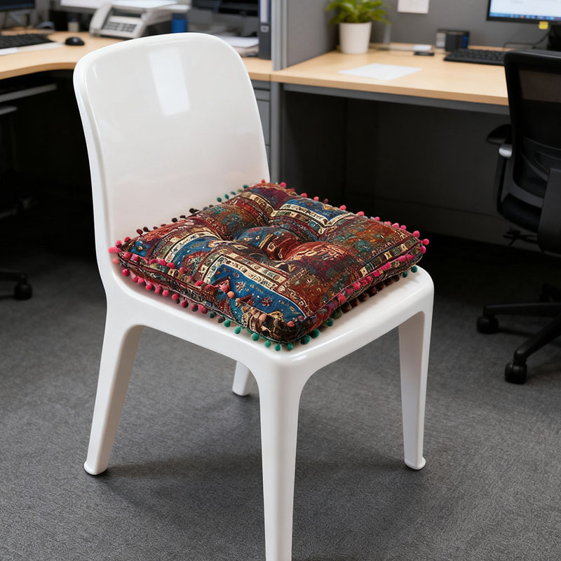 Square Tatami Seat Cushion, Blue Abstract 2